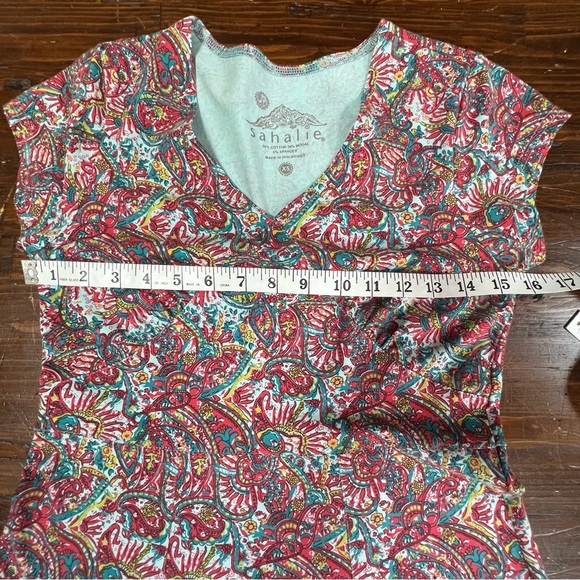 Sahalie Cap Sleeve Pullover V-Neck Midi Dress Women's Size XS Paisley Design - Picture 6 of 7